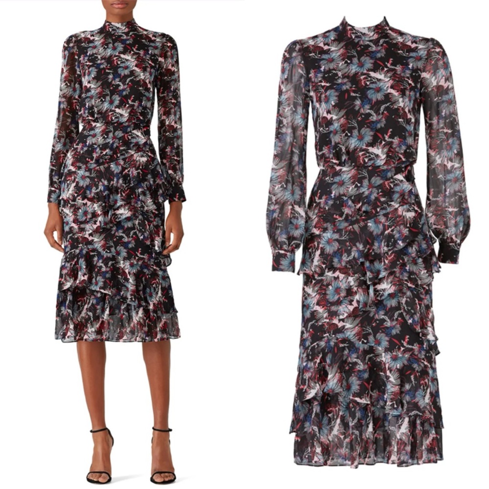SALONI Abstracted Floral Dress in Size US 6